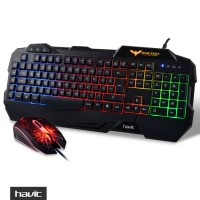 Jual HAVIT LED BACKLIT WIRED GAMING KEYBOARD MOUSE COMBO-KB-588-CM BLACK Murah