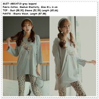 Setelan Baju Celana Tidur Leopard Piyama Wanita Dewasa Korea Import