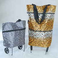 Jual gold/silver trolley bag shopping tas roda lipat foldable trolly keren Murah