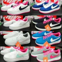 Sepatu Nike Air Max Force One 1 Women Wanita Putih Pink Abu Biru Navy