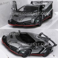 Jual Diecast Lamborghini Veneno (Silver Gray) Mobil Mobilan Mainan Kinsmart Murah