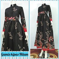 dress gamis kipas hitam I batik pekalongan
