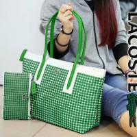 Tas Wanita Tas Lacoste Stripe Tote bag Set