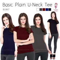 Jual Basic U Neck Tee Shirt Kaos Polos (BL867) Murah