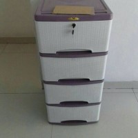 Jual lily lemari pakaian plastik motif rotan susun 4 - abu Murah