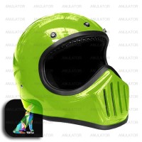 Helm cakil Biasa Asia vespa retro japstyle caferacer HIjau Pucuk daun