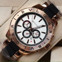 Jam Tangan BVLGARI Men's Rosegold White Dial