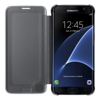 Samsung Clear View Flip Cover Galaxy S7 Edge Original - Blac LarisJaya