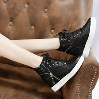 Jual Sepatu wedges boot hitam SKL156 Sepatu wedges wanita wedges sneaker Murah