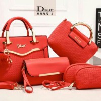 Tas Dior Lavenza Emboss 5in1 Metalic MERAH 8885