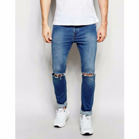 Jual knee Ripped Jeans-Celana sobek sobek Pria Murah
