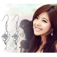 Jual Anting + Kalung Korea, Silver Leaves, Zirconia Crystal Murah