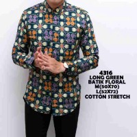 Kemeja Batik Floral Grosir Long green Hijau ijo Laki-Laki