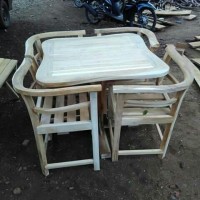 Meja 4 Kursi Makan Minimalis Cafe Resto Hotel Kayu Jati Murah