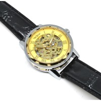 Jam Tangan / Winner Skeleton Leather Strap Automatic Mechanical Watc