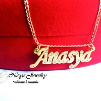 Kalung Nama Lapis Emas Full Permata Grafir