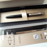 Jual Paket 1 Klik: 1pcs Parker Jotter Black Ballpoint+1pcs Refill Ballpoint Murah
