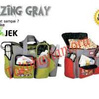Jual TAS BAYI BESAR SNOBBY DOUBLE SAKU AMAZING GRAY+ TEMPAT BOTOL TPT 7904 Murah