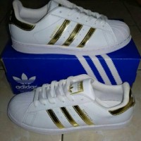 Sepatu Adidas Superstar White List Gold Kw Super