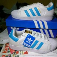 Sepatu Adidas Superstar White List Blue Kw Super