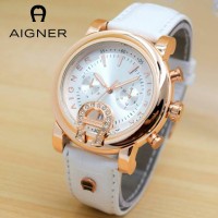 Jam Tangan Wanita / Cewek Aigner BR16 Polos Leather White