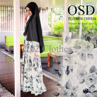 Baju Gamis Wanita Gamis Katun Jepang Gamis OSD WHITE ROSE