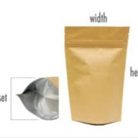 Jual standing pouch kraft aluminium foil + ziplock 12 x 20 Murah