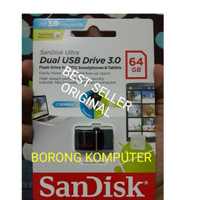 Jual SanDisk Dual USB Drive 3.0 64GB | OTG Android PC Flashdisk 64 GB Ultra Murah