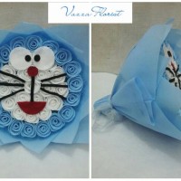 Jual Buket Bunga Model Doraemon | Bunga Flanel | Kado Ultah Murah