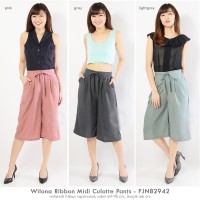 Jual Wilona Ribbon Midi Culotte Pants / celana kulot katun supernova Murah