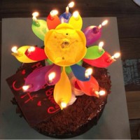 Jual lilin ulang tahun - flower musical rotating candle 2 layer Murah