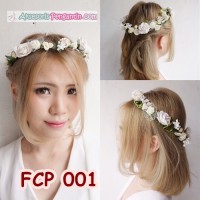 Jual Flower Crown Putih Pesta Pengantin l Aksesoris Mahkota Bunga - FCP 001 Murah