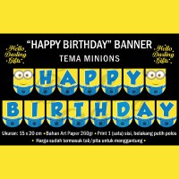 Jual MINION HAPPY BIRTHDAY FLAG BANNER. BUNTING. Murah