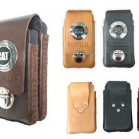 tempat HP kulit asli leather case caterpillar sarung android dompet