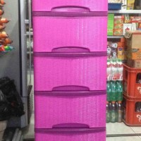 Jual lily lemari plastik motif rotan 5 susun (pink) Murah