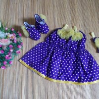 baju pesta bayi set dress bayi, boots prewalker,bandana cantik kuning