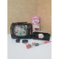 TAS KITTY IMPOR HITAM ELEGAN WANITA SELEMPANG JINJING 2 IN1 KOREA GAUL