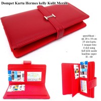 DOMPET KULIT SOFT HERMES KELLY KARTU KW EXPORT MERAH
