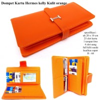 DOMPET KULIT SOFT HERMES KELLY KARTU KW EXPORT ORANGE