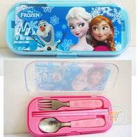 Jual SET MAKAN FROZEN GAGANG PERALATAN BEKAL ANAK SENDOK GARPU SUMPIT Murah