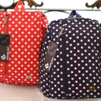 Jual Tas Ransel Micklin Polkadot Canvas backpack wanita branded rain cover Murah