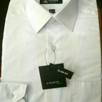 Jual KEMEJA ALISAN PUTIH POLOS SLIMFIT LENGAN PANJANG Murah