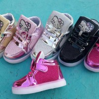 Jual Sepatu Lampu Boot Nyala Hello Kitty Grosir Murah LED Shoes Size 21-25 Murah