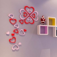 Jual 3D wall sticket hiasan dekorasi dinding dari kayu motif love murah Murah