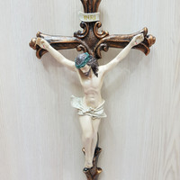 Jual PAJANGAN SALIB YESUS DINDING / JESUS MOTIF KAYU ( ROHANI ) Murah