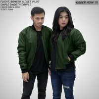 JAKET BOMBER SIMPLE COUPLE GREEN ARMY