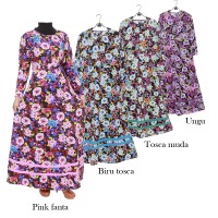 Gamis Jersey Motif Full Bunga Cantik Bisa Untuk BUSUI - GKS1386