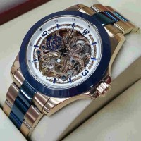 Jual Rolex Skeleton Rosegold Combi Blue Murah