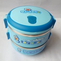 Jual Rantang Stainles Steel Karakter Doraemon Lunch Box 2 Susun kotak makan Murah