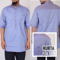 Baju Gamis Syari Pria Muslim Modern Warna Biru Bahan Katun Model Samas